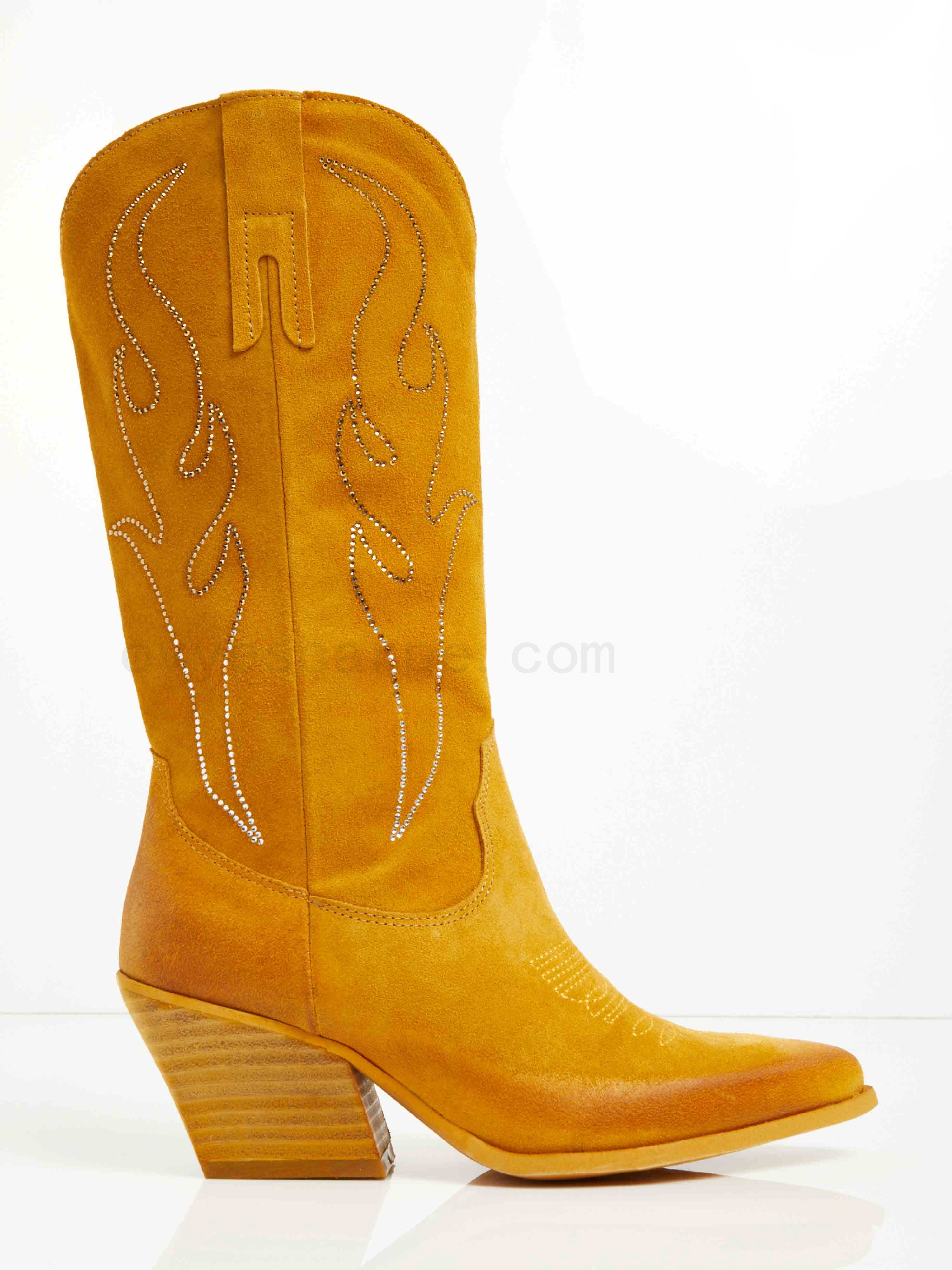 Suede Cowboy Boots With Rhinestones F08161027-0529 ovye shop